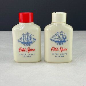 Vintage Old Spice After Shave Lotion and Talcum Powder Shulton Bottles Lot of 2